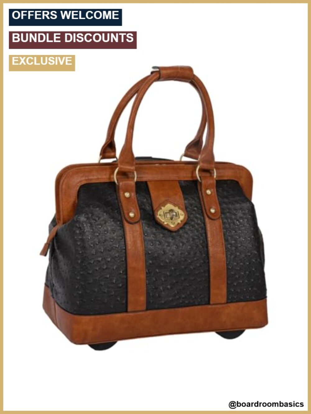 Rolling Laptop Bag | Fits 13-17" Laptops | PU Leather | Wheeled Briefcase